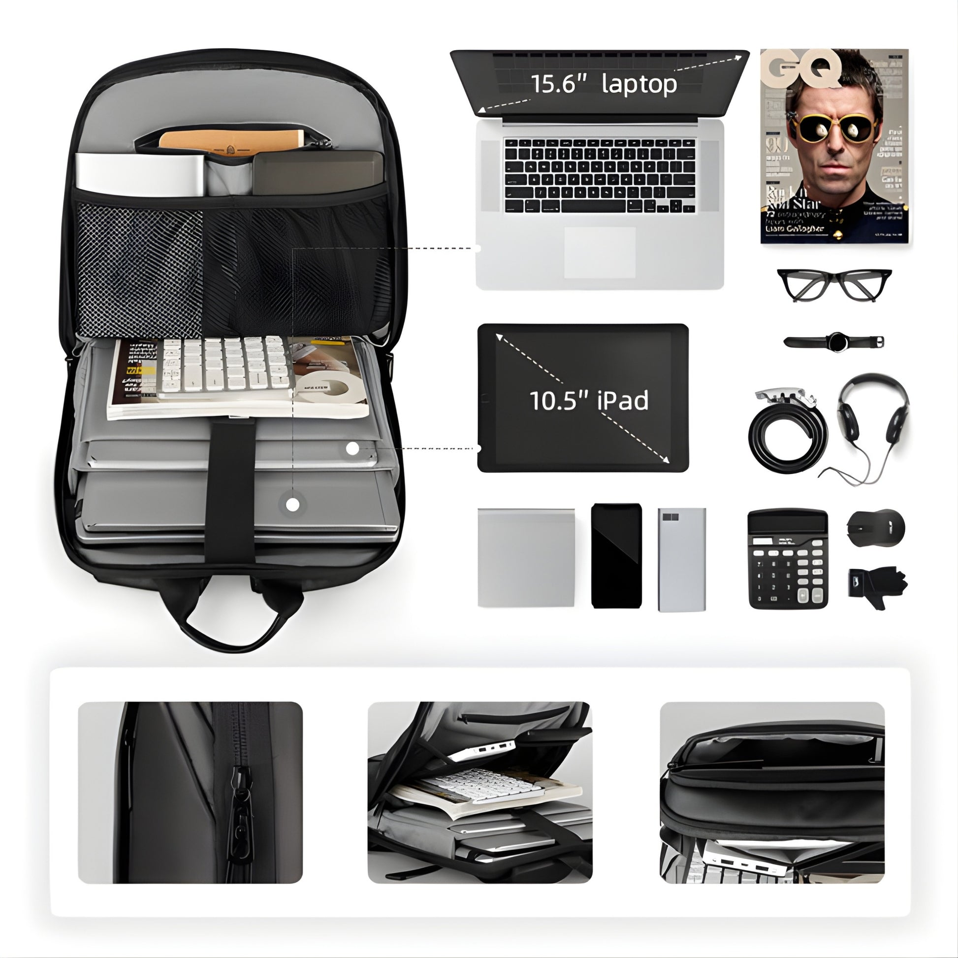 Mark Ryden 9813 oxford anti-theft backpack — top handle close-up