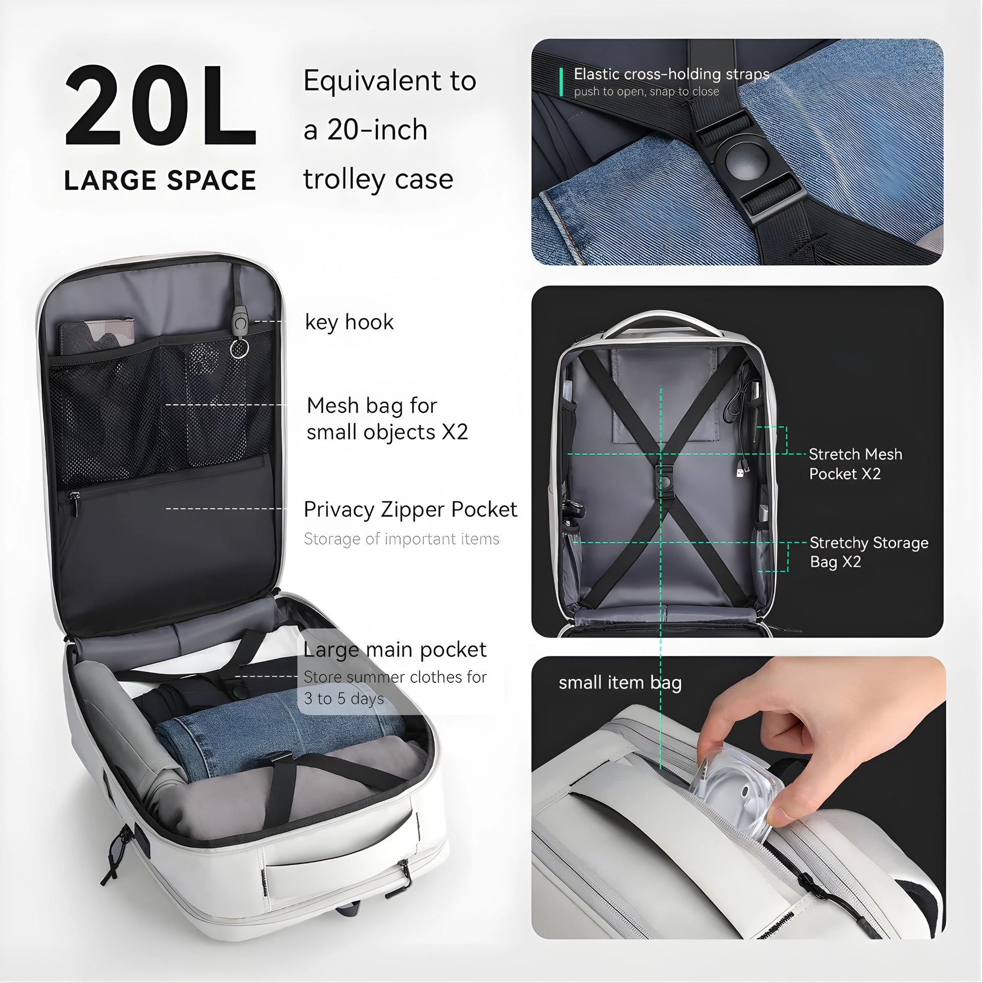 Mark Ryden 9202 oxford anti-theft backpack — top handle close-up