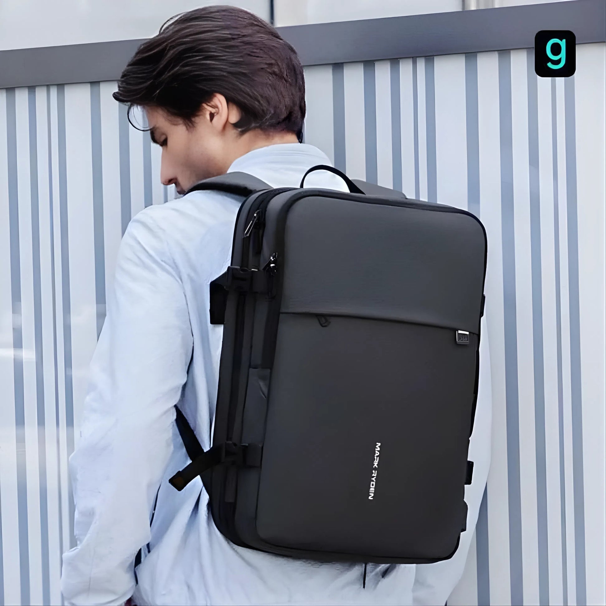 Mark Ryden 8057 oxford anti-theft backpack — top handle close-up