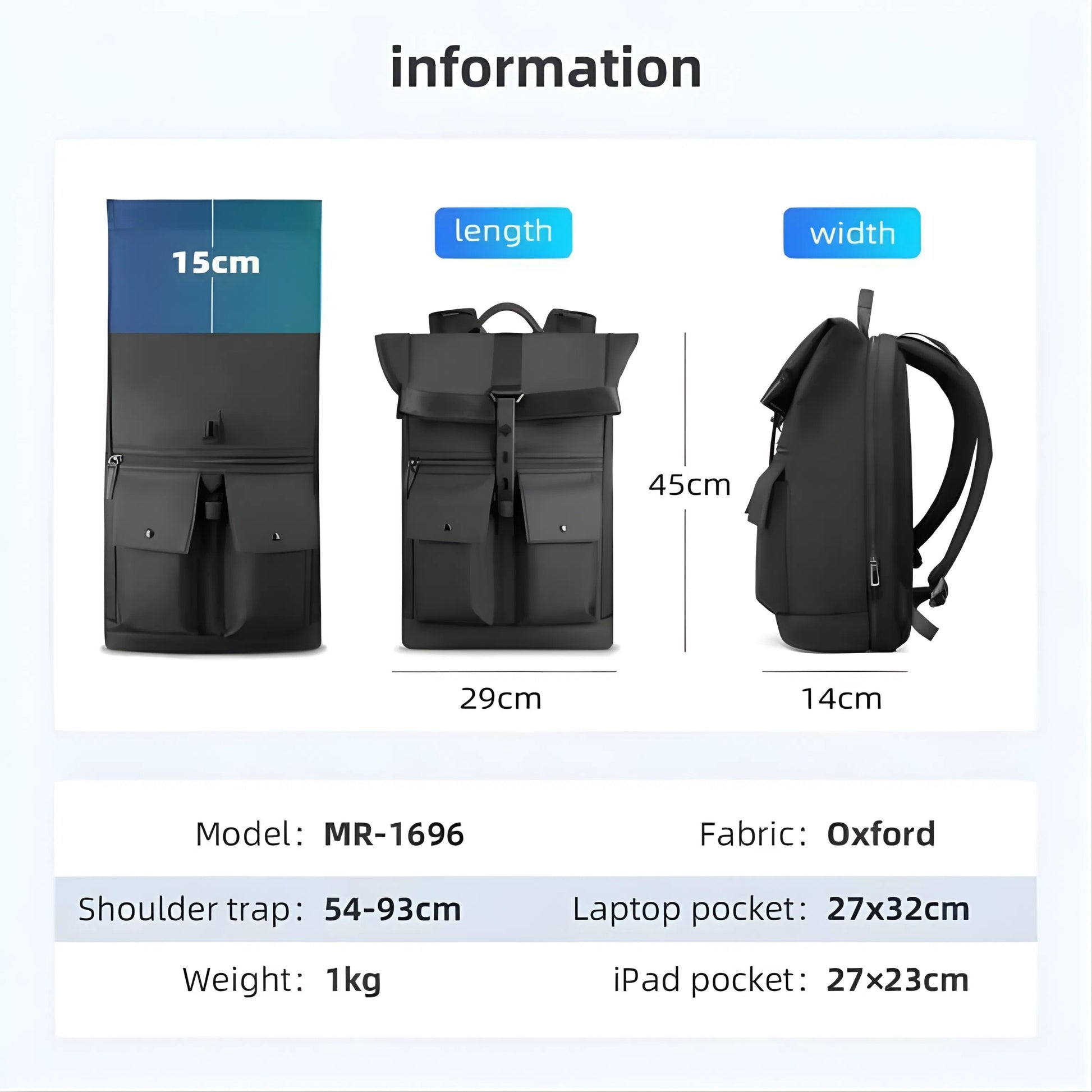 Mark Ryden 1696 oxford waterproof backpack — shoulder strap detail