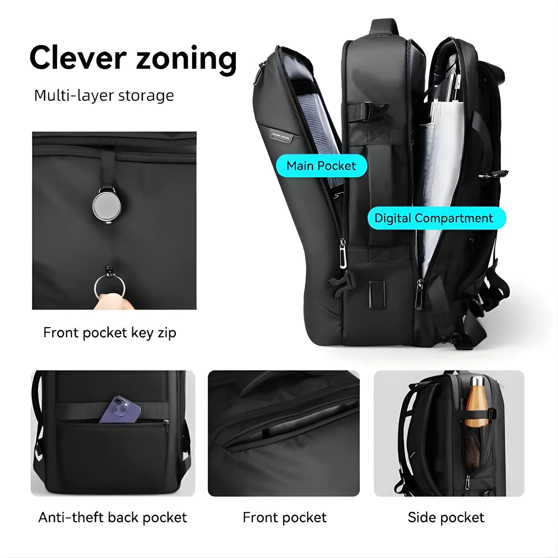 Mark Ryden 9907 oxford anti-theft backpack — top handle close-up