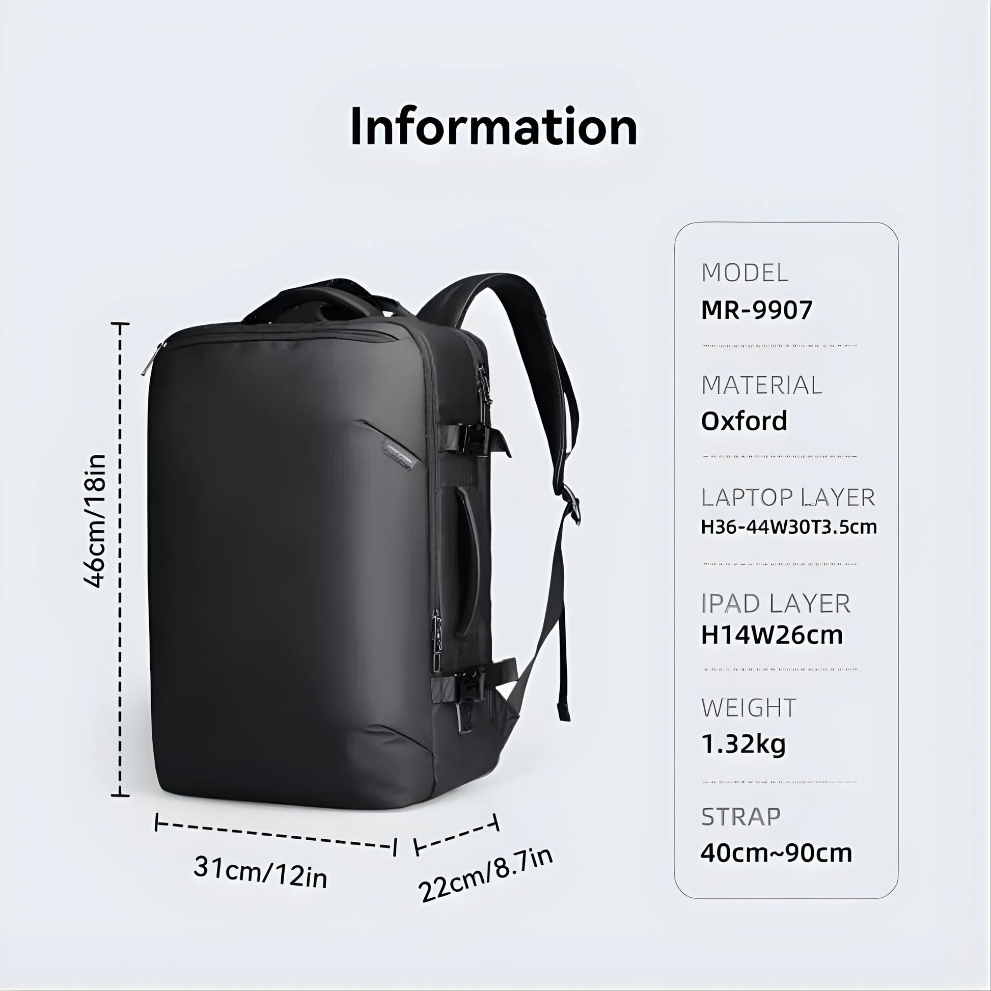 Mark Ryden 9907 oxford anti-theft backpack — zipper close-up