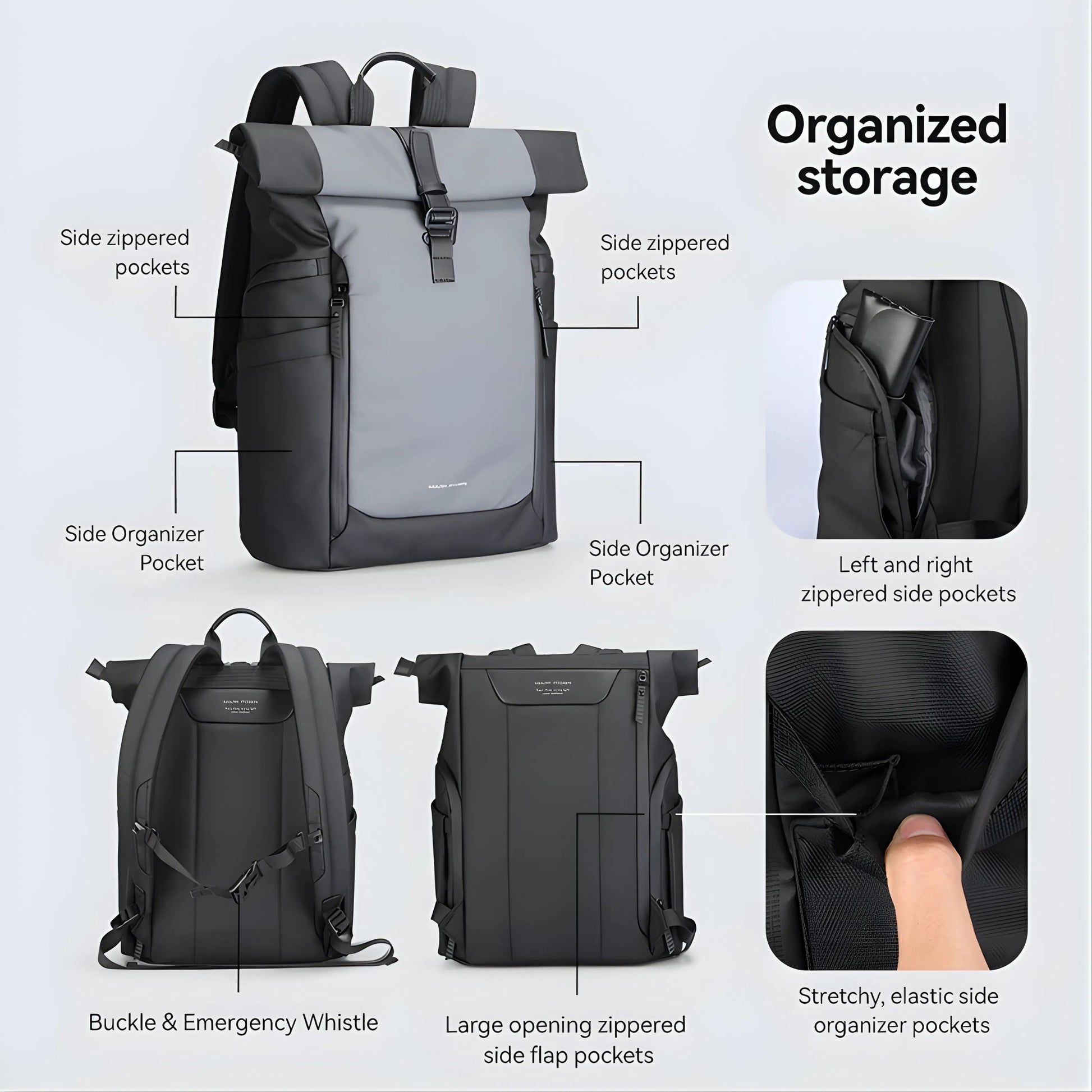 Mark Ryden 3807 oxford anti-theft backpack — anti-theft pocket view
