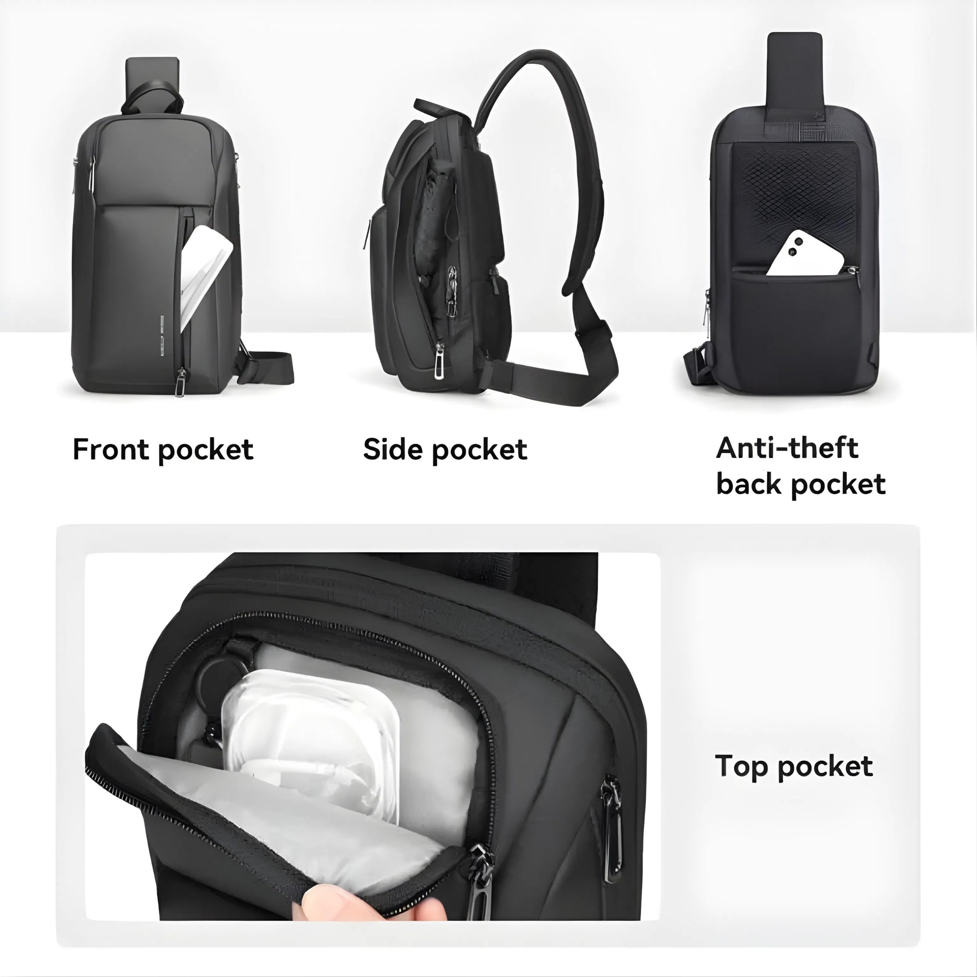 Mark Ryden 7808 oxford waterproof sling bag — back pocket view