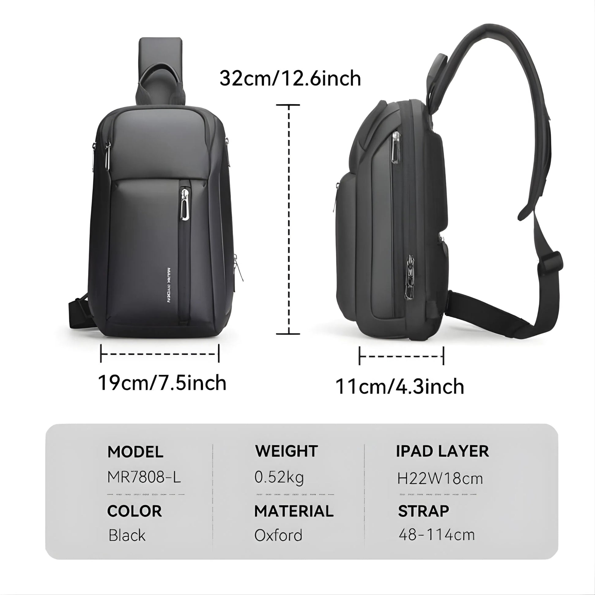 Mark Ryden 7808 oxford waterproof sling bag — open compartment